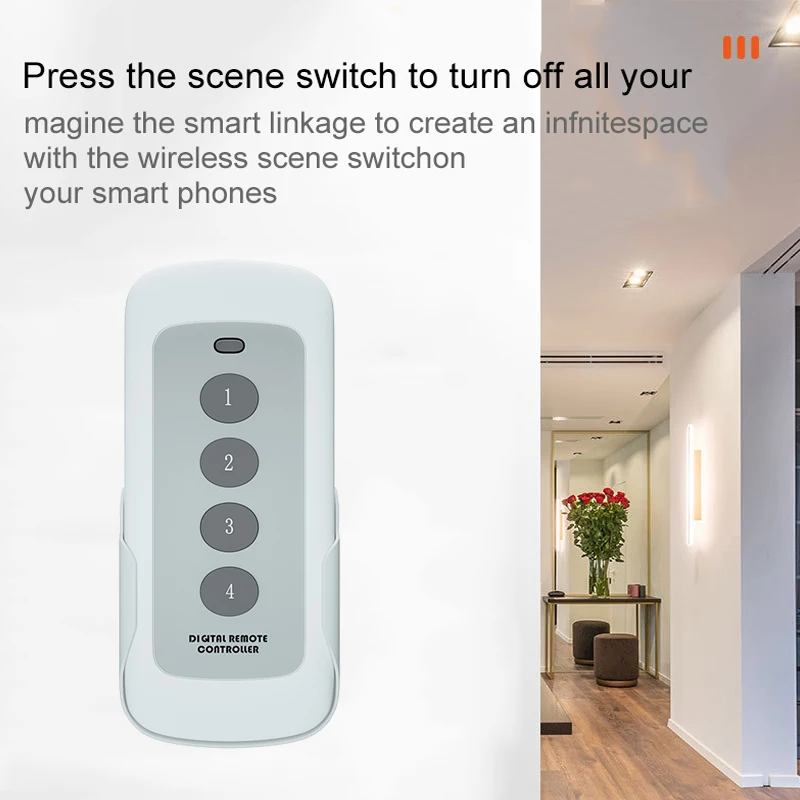 Tuya ZigBee Smart Scene Switch, 4 Gang Remote, portátil para Smart Home, Cenário de Automação, Controle com Alexa, Google Home