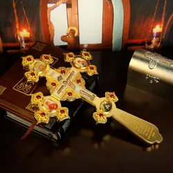HTISOK Orthodox Cross Orthodox Church Jesus handheld Cross Religious Supply Home Church Alter Decor for Worship Prayer Blessing