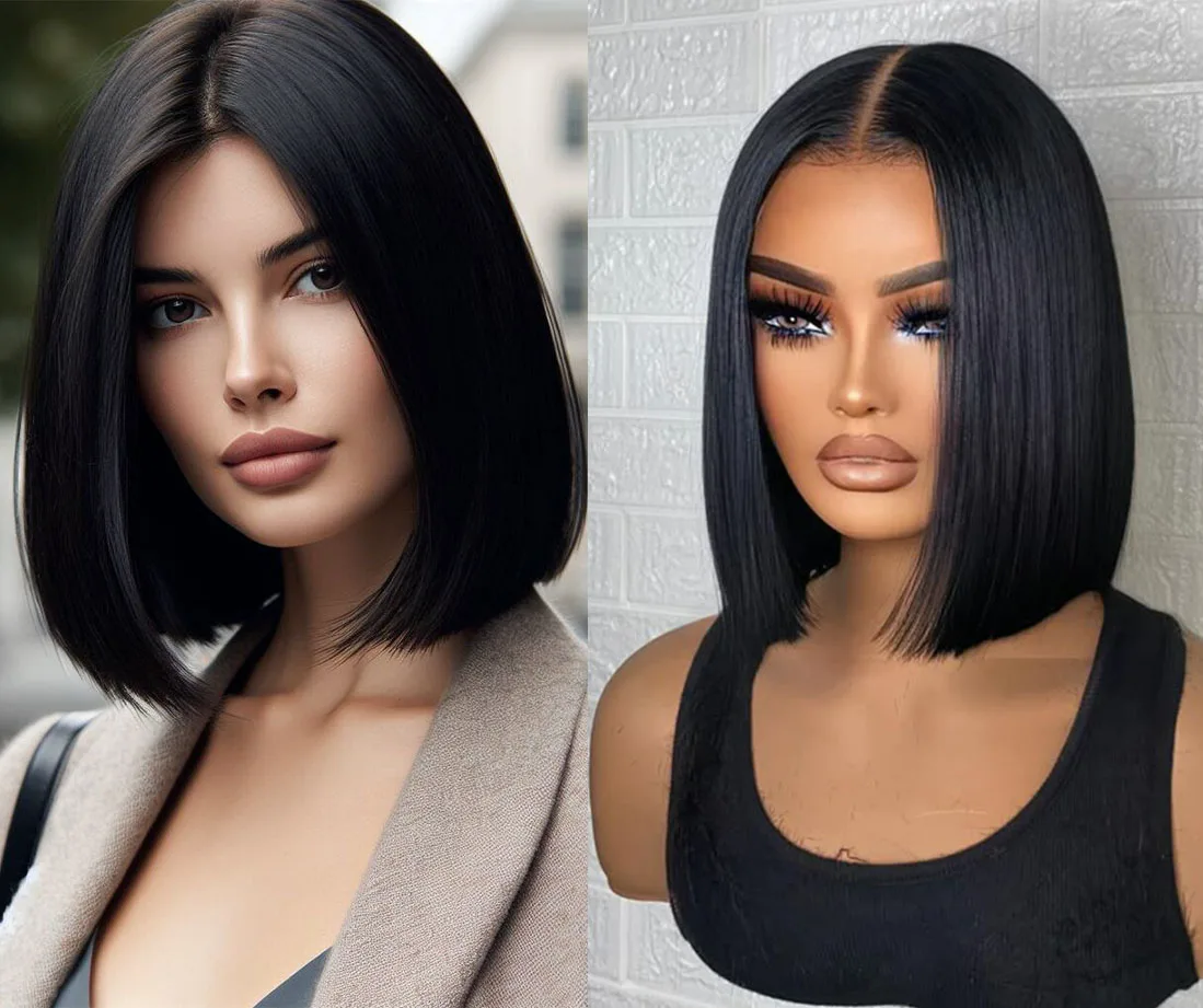 

Черный парик Боб для женщин Прозрачный парик фронта шнурка с короткими прямыми волосами для ежедневного использования 24-дюймовые иерархические синтетические парики для косплея