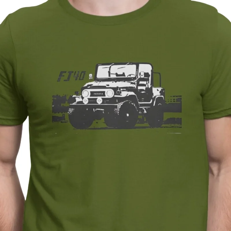 تي شيرت رجالي 1971 A Land Cruiser FJ40 كريزي القطن الخالص تي شيرت قصير الأكمام كروزر تي شيرت س الرقبة بلايز فريدة من نوعها