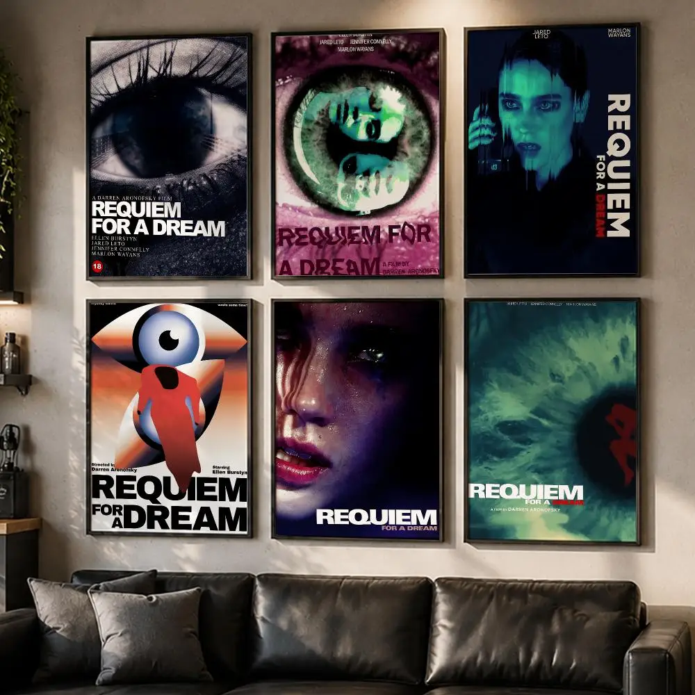 Legendary Movie Requiem for a Dream Poster No Glue Residue Self-Adhesive Art Poster Wall Decor for Bedroom Living Room