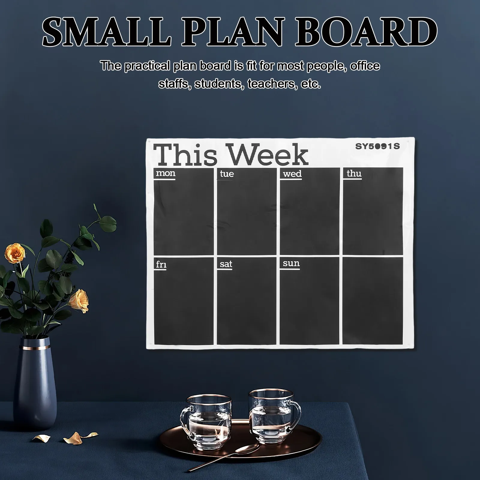 Small Blackboard Sticker Household Plan Board Self-Adhesive Wall Sticker Removable Weekly Schedule Board Daily Use Office School