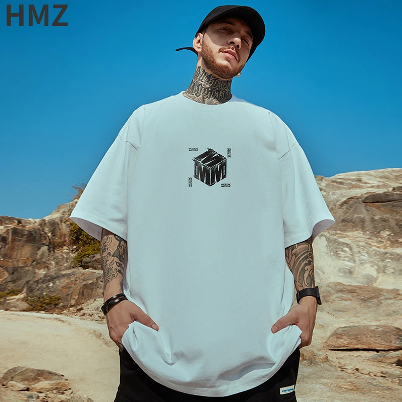 

HMZ T-Shirt Summer Mens Magic Cube Print Cotton Loose Short Sleeve Tee Hip Hop Streetwear Couple TShirts Harajuku Tshirts Men