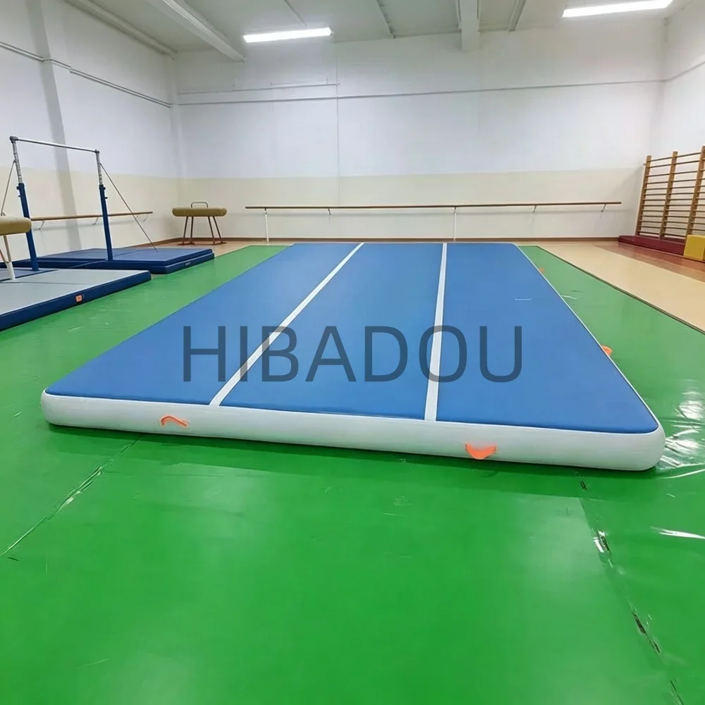 HIBADOU Tumble Track, Inflatable Tumbling Mat,Tumble Track Mats for Gymnastics 8x4x0.2m With Electric Air Pump