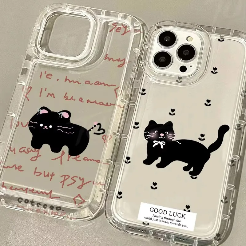 Cartoon Cute Black Cat Claw Case for Samsung Galaxy A15 A55 A05 A05S A14 A24 A13 A23 A73 A12 A22 A32 A52 A52S A72 A31 A51 A71