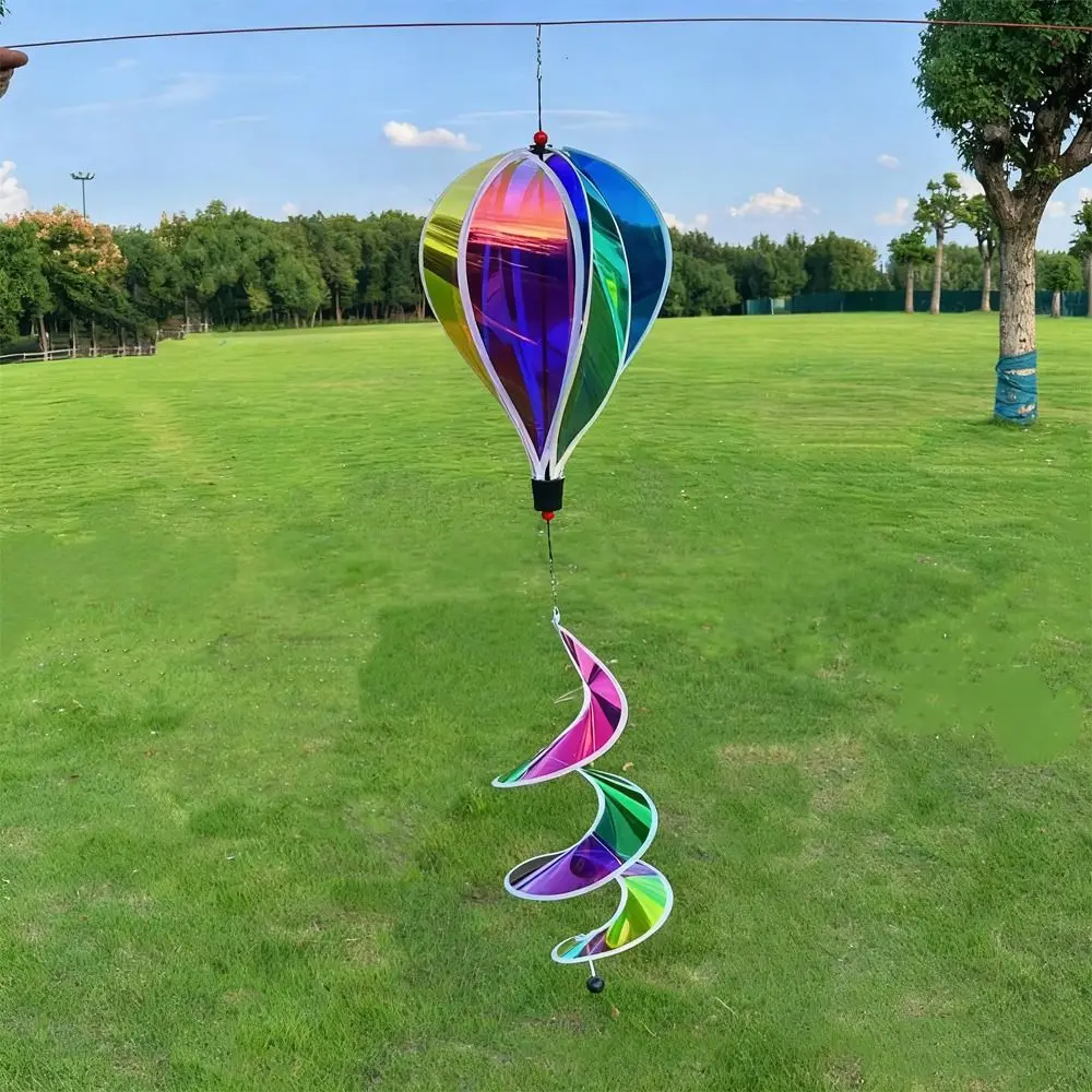 Giant Size Rainbow Hot Air Balloon Plastic Material Rotating Sequins Wind Spinners 43.3inch Height 4X Balloon Pinwheels