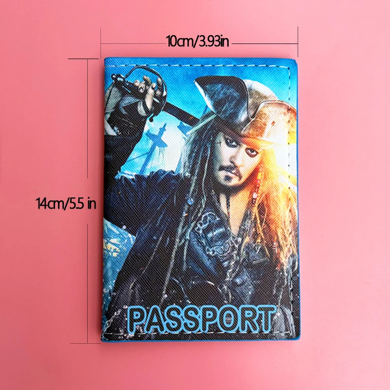 Disney Jack Sparrow Passport Cover Boys Credit Card Case Men PU Leather Travel Passport Holder Ticket ID Cards Holders