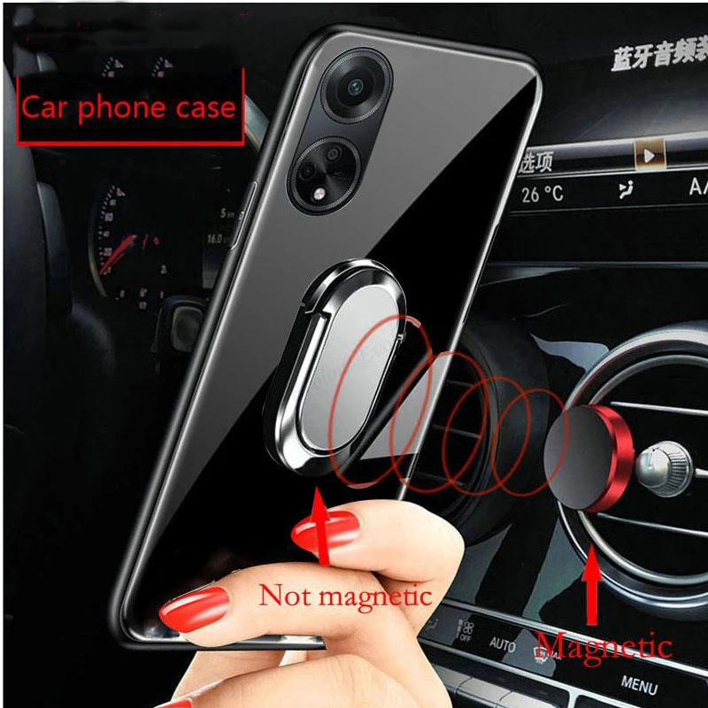 Magnetic Metal Ring Stand Holder Case For OPPO A98 A78 A57 4G A16 A17 A36 A96 5G Tempered Glass Shockproof Hard Phone Cover