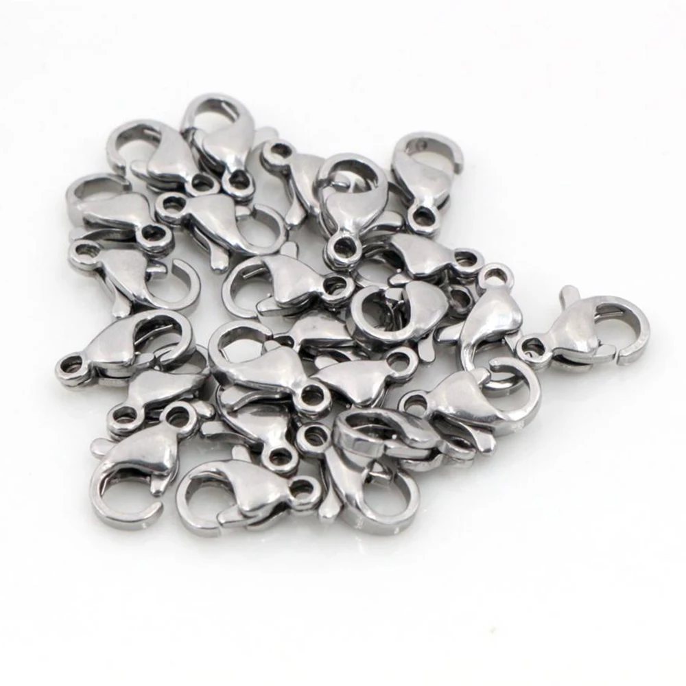 30pcs/lot 10*5mm 12*7mm Stainless Steel Gold Lobster Clasp Hooks for Necklace&Bracelet Chain DIY Fashion Jewelry Findings