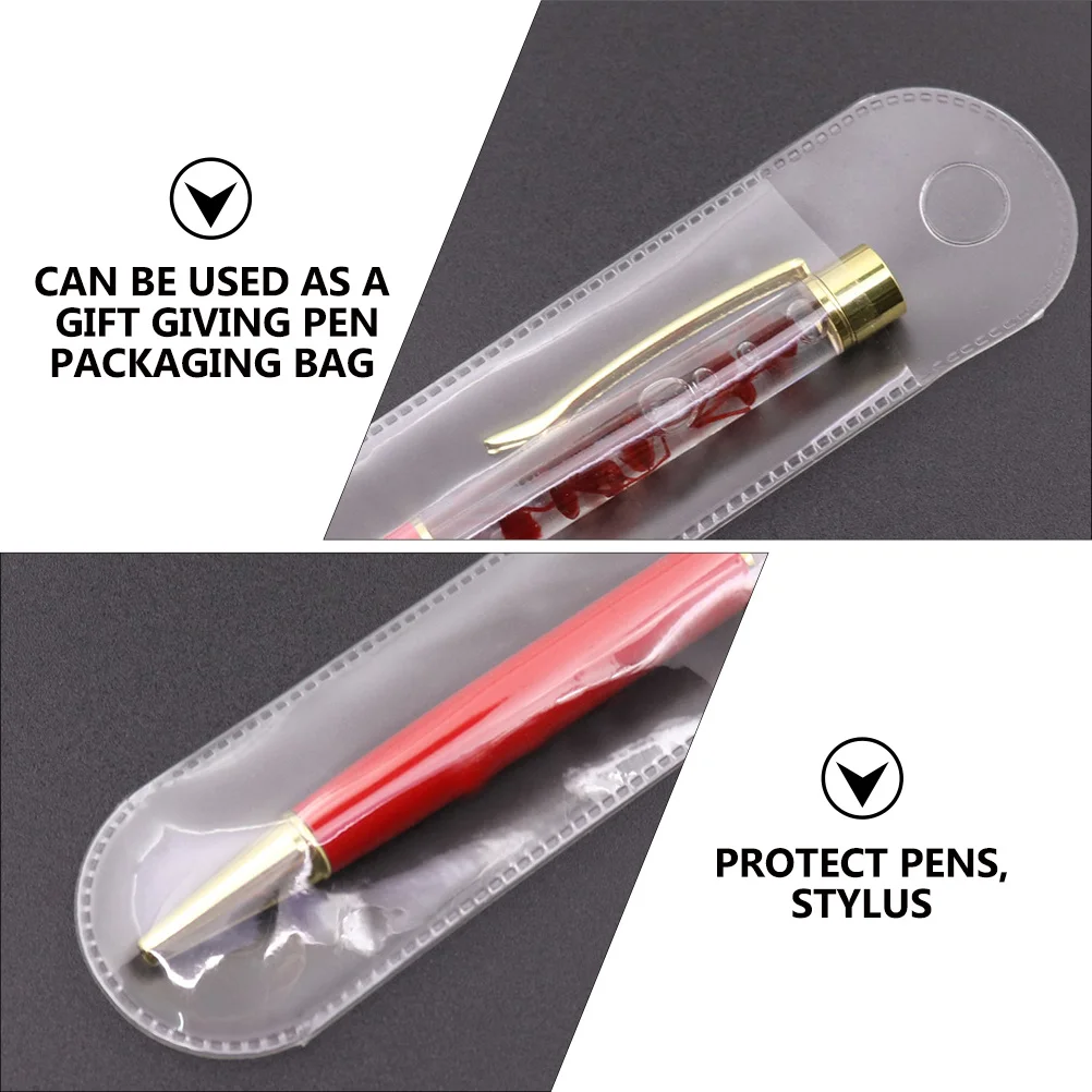 

25Pcs Pen Storage Bag Transparent Frosted Plastic Single Pen Protective Packaging Pencil Pouch Gift Packing Pencil Storage Bag