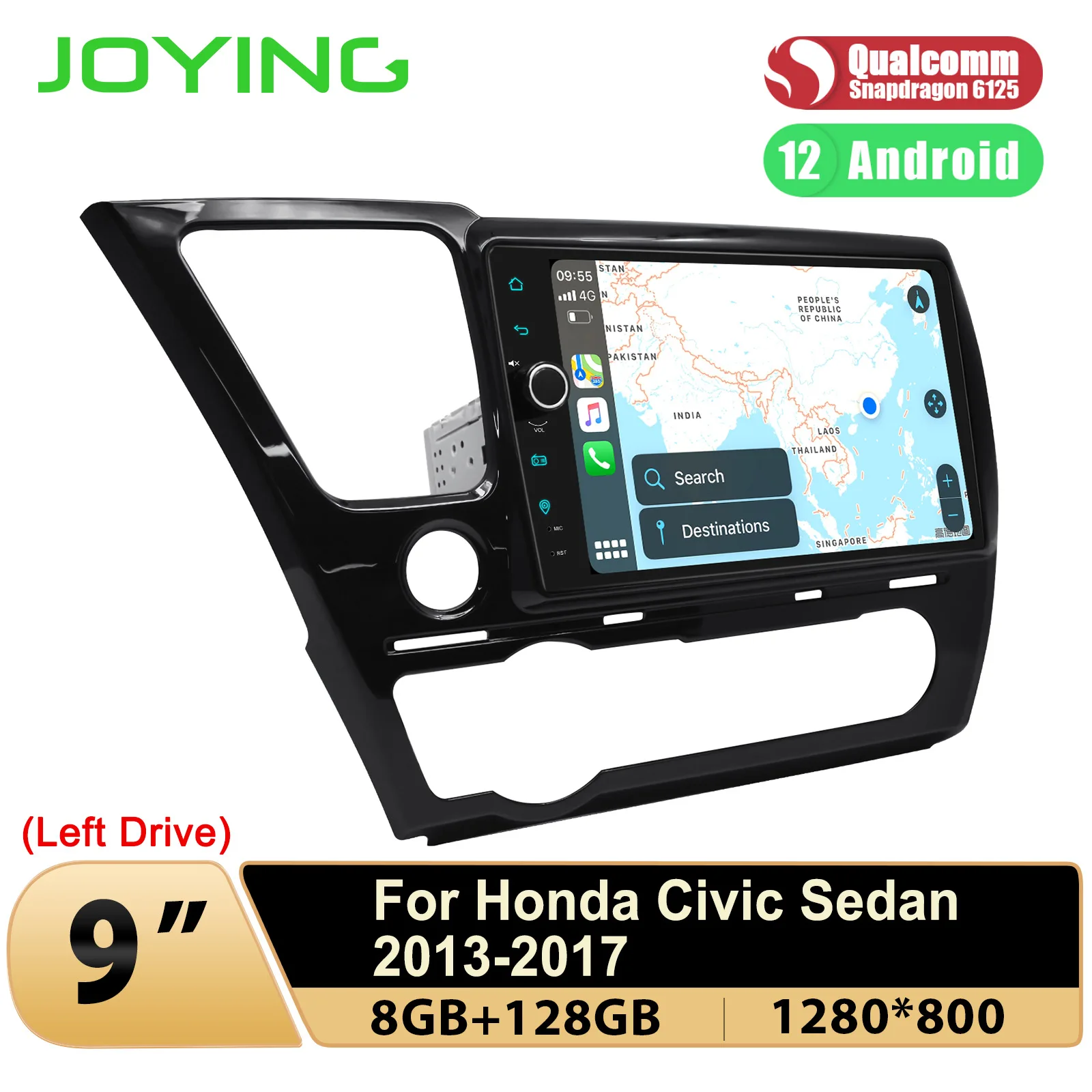 JOYING 9 Inch Upgrade Carplay Car Radio Stereo Multimedia Player GPS Navigation For Honda Civic Sedan 2013-2017 Plug and Play