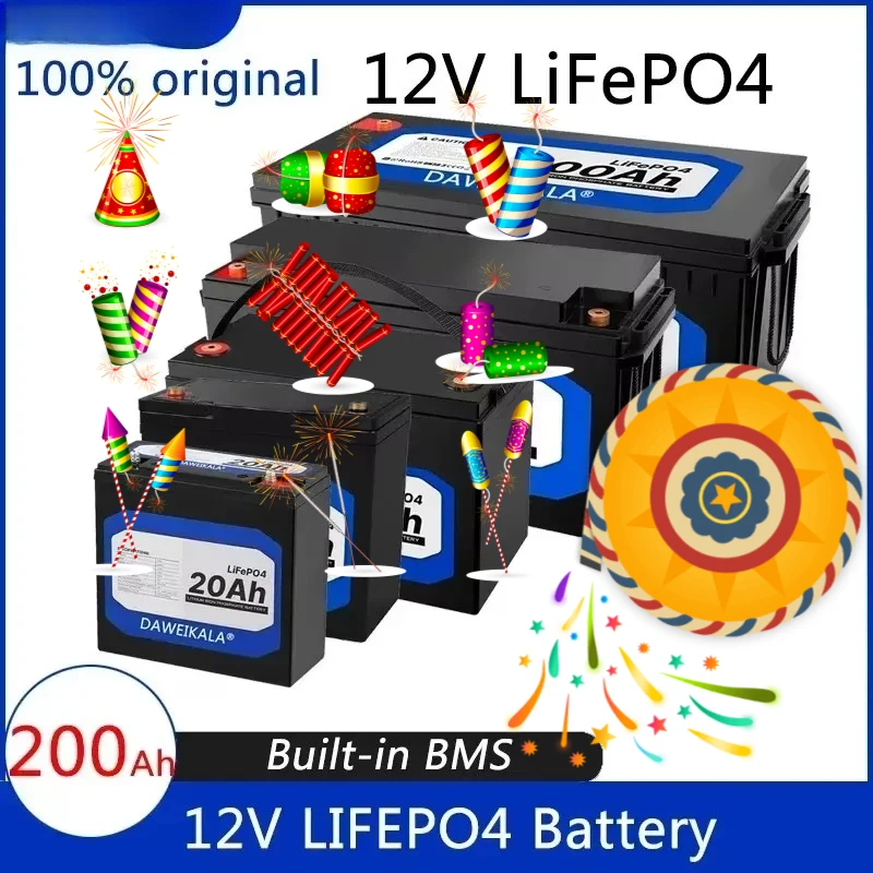 Solar Boat For 12V battery 20Ah 50Ah 100Ah 150Ah 200Ah LiFePo4 Battery Pack Lithium Iron Phosphate Batteries Built-in BMS No Tax