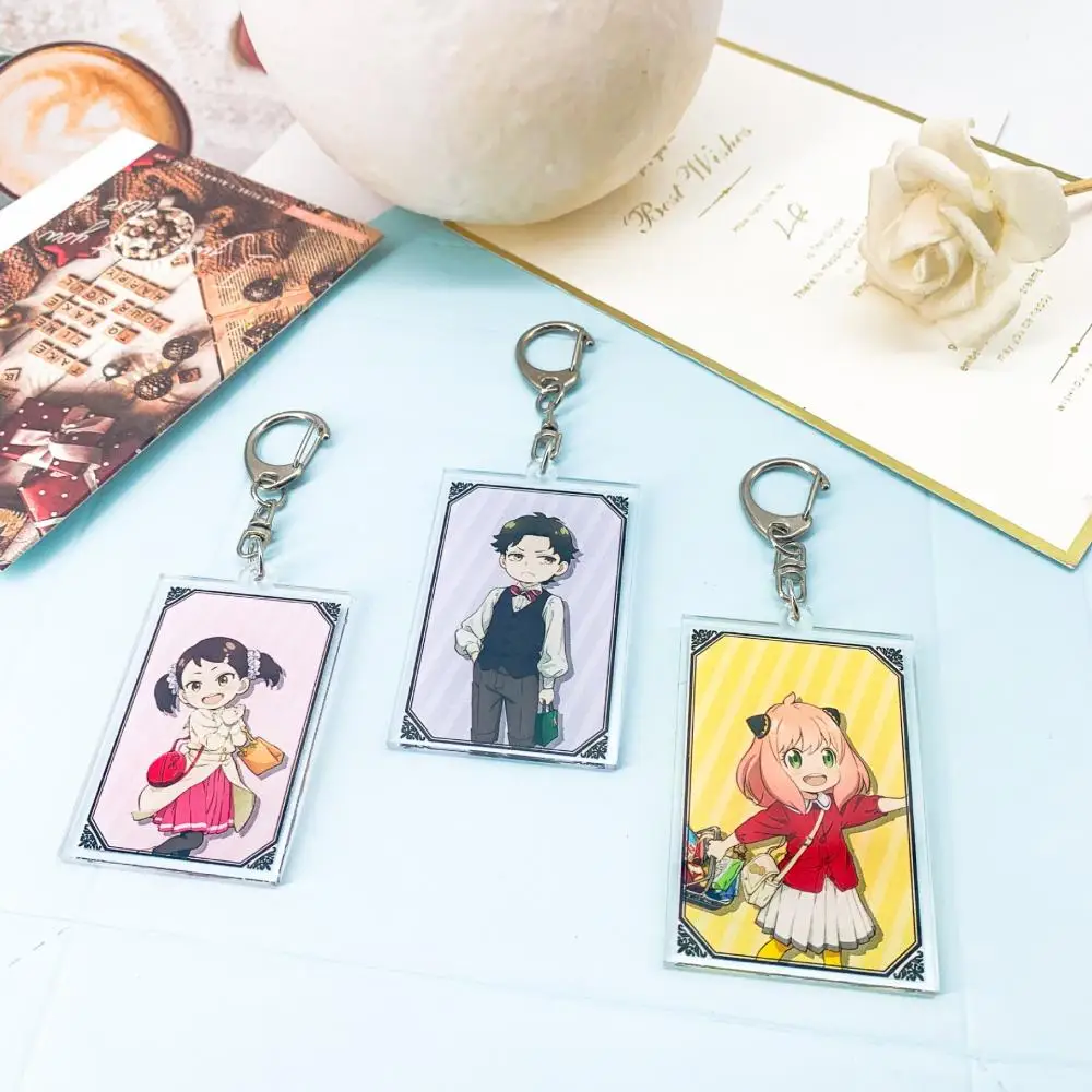 Kawaii SPY FAMILY Anime Anya Forger Yor Forger Cartoon Acrylic Key Chain with Key Chain Give Gifts To Girlfriend