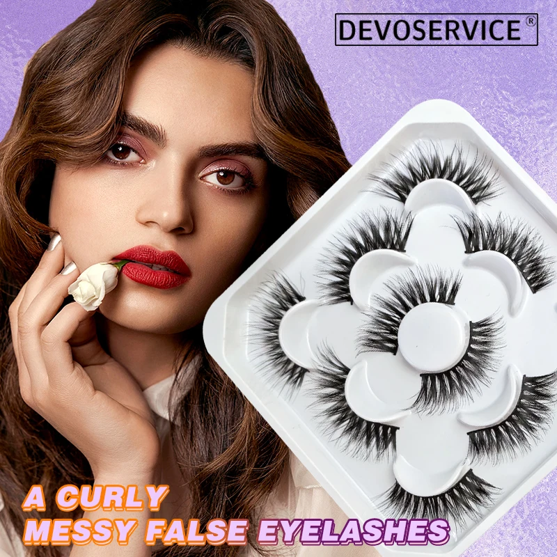 DEVOSERVICE 5 Pairs 3D Natural Curl Thick False Eyelashes Sexy Mink Eyelash Russian Full Striped Eye Lashes Makeup Wholesale