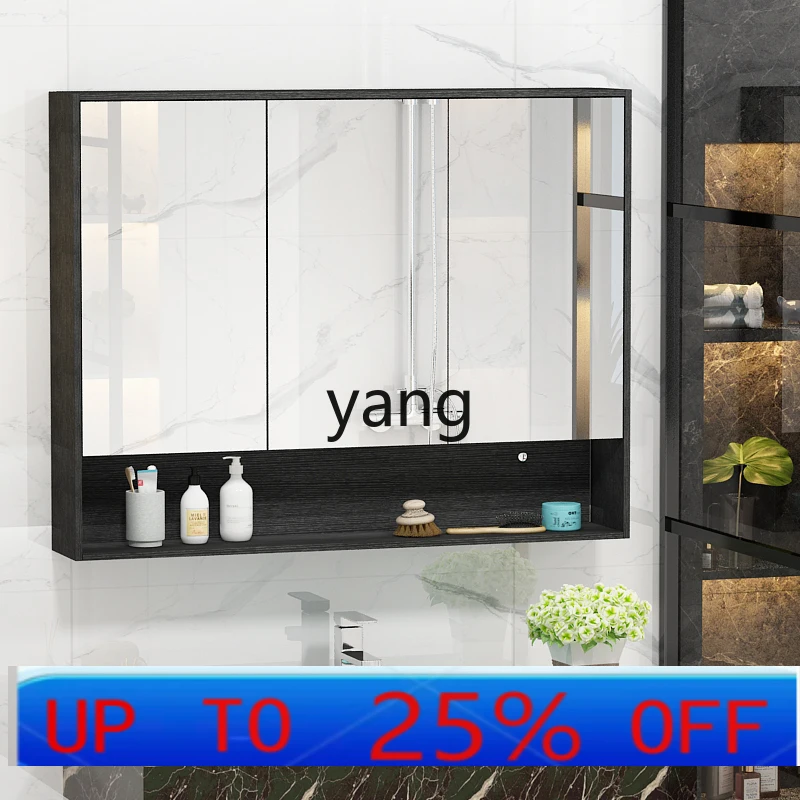

LTT solid wood bathroom mirror cabinet wall-mounted bathroom mirror with rack storage integrated
