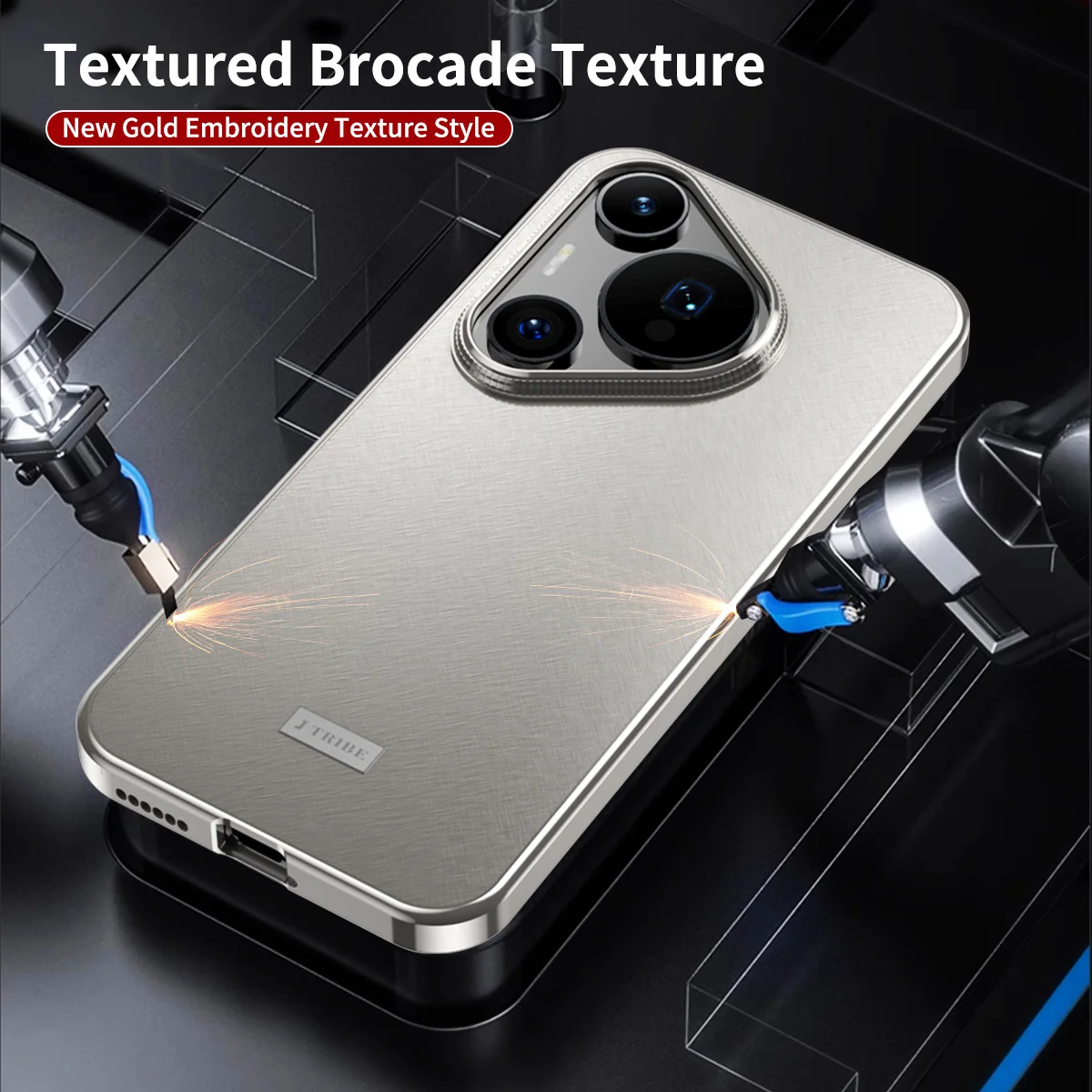 

Luxury Brocade Phone Case for Huawei Pura 70 Pro+ Plus 80 Ultra Elegant Cover with Metal Frame Camera Lens Protector