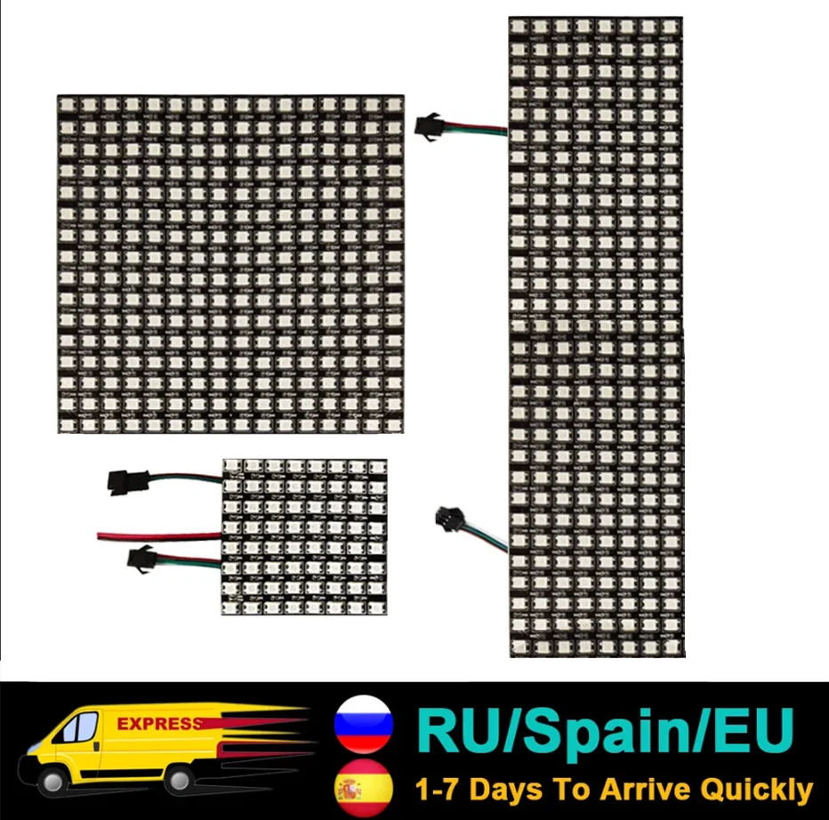 DC5V WS2812B 5050 RGB SMD elastyczny 8x8 16x16 8x32 Luces Panel pikselowy ekran matrycowy WS2812 IC moduł Led indywidualnie adresowalny