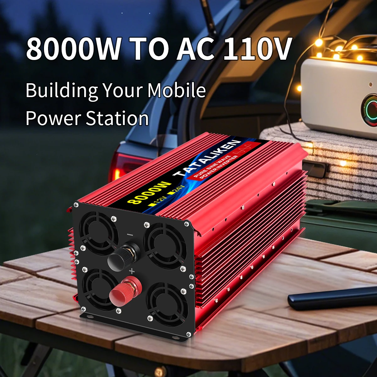 1000 واط/4000 واط/7000 واط/8000 واط 2 مآخذ المنزلية سيارة العاكس DC24V إلى AC110V موجة نقية سلسلة 60 هرتز