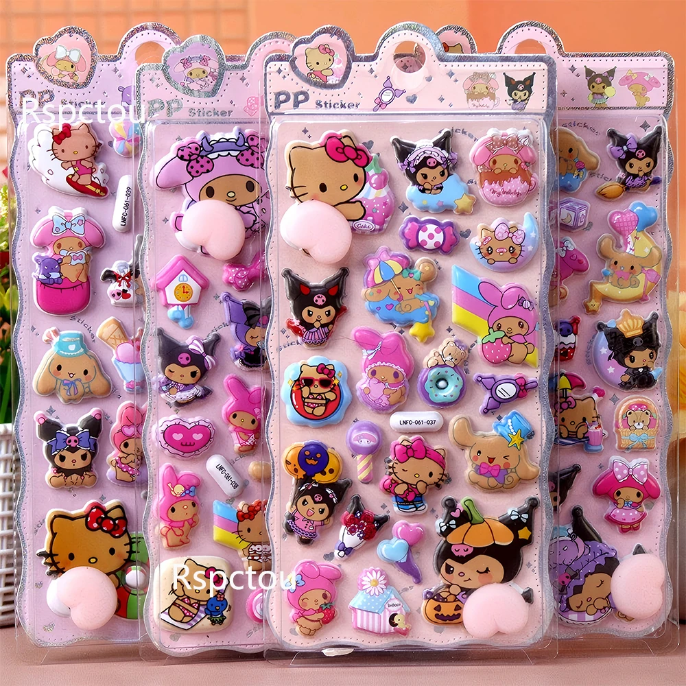 Bonito sanrio feliz nádegas adesivos minha melodia kuromi macio pinched descompressão 3d alívio adesivo dos desenhos animados recompensa bolha decalques