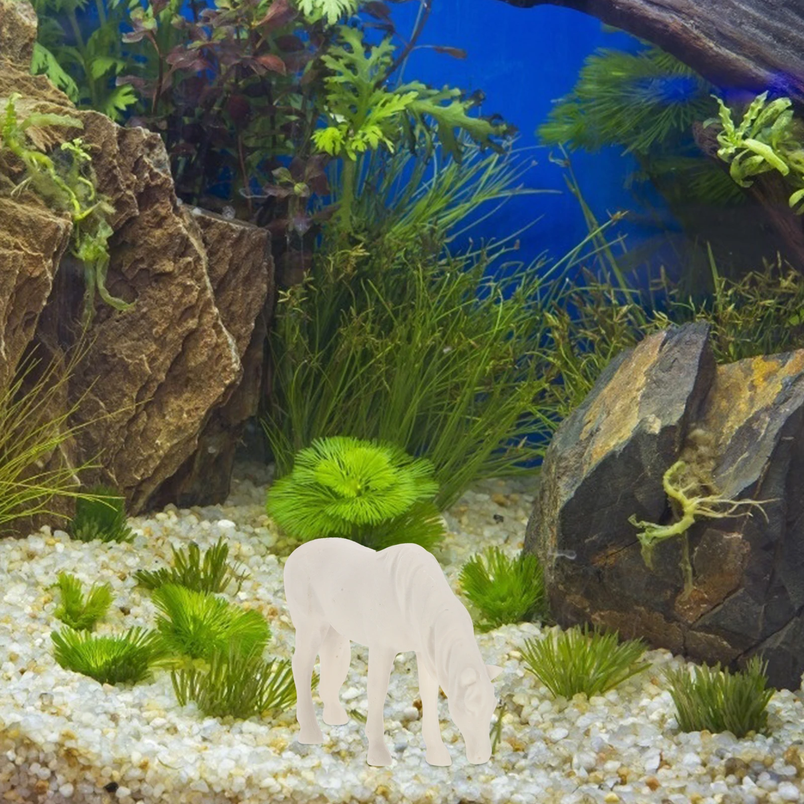 

1Pcs Mini Simulation White Horse Resin Decor Reptile Tank Landscaping Ornament Aquarium Pet Box Ornament