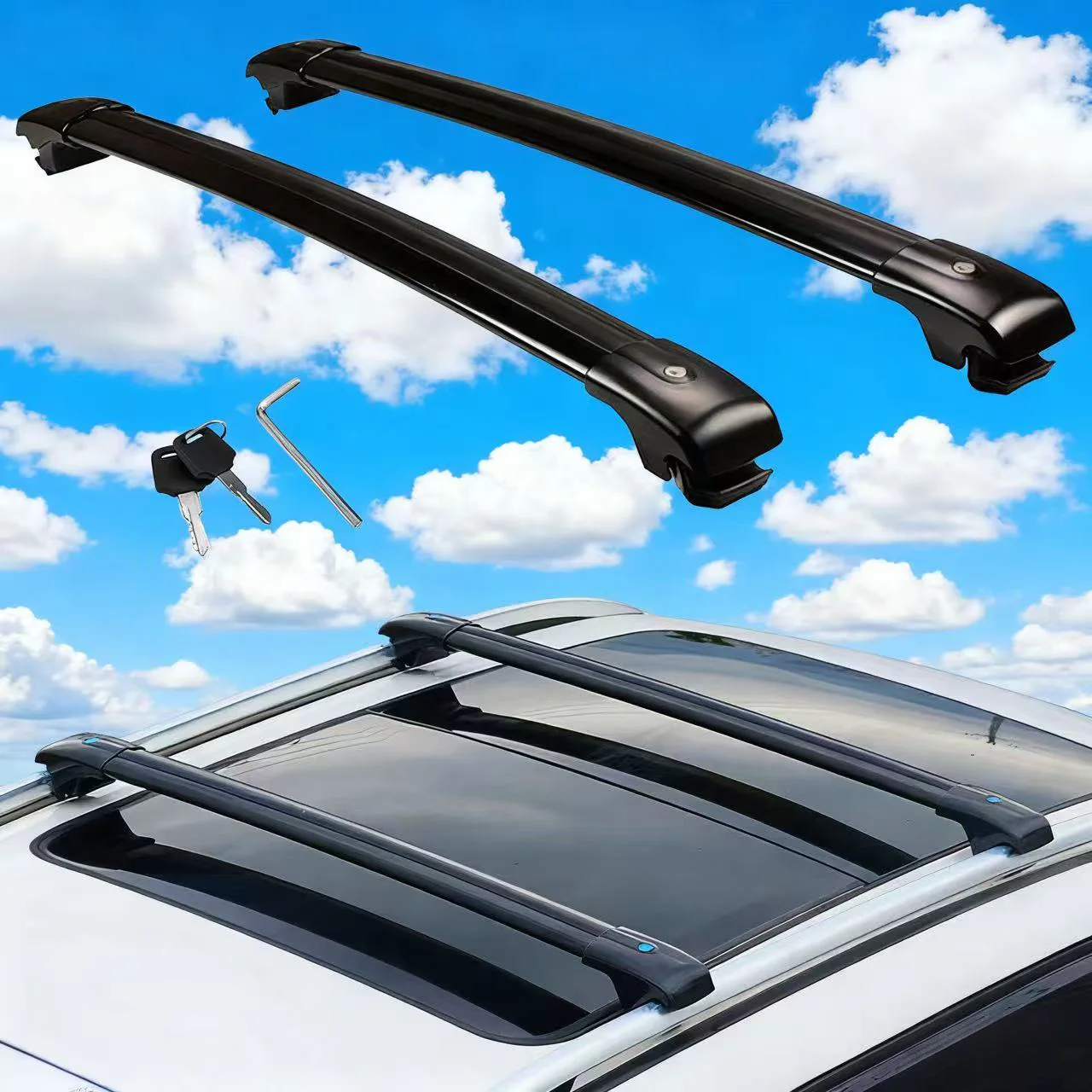 

2 шт. черная перекладина подходит для VW Volkswagen ATLAS 2017-2024, багажник на крышу, запираемые грузовые перекладины, высокое качество, регулируемый