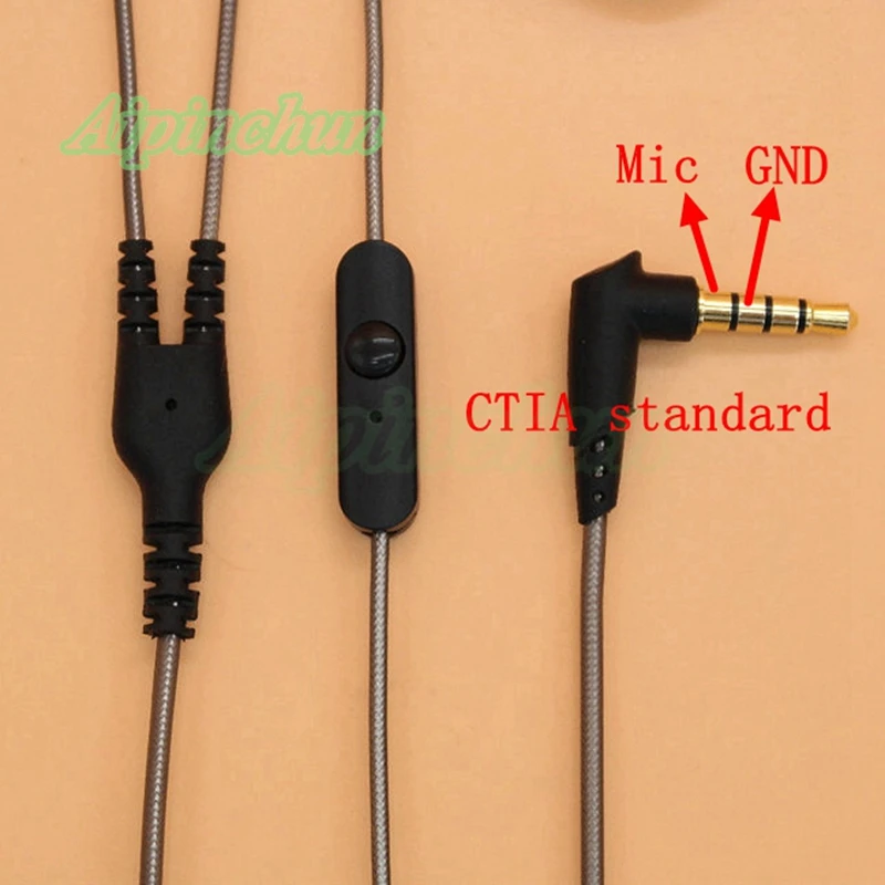 Aipinchun DIY 이어폰 오디오 케이블, 마이크 포함, 수리 교체 헤드폰 와이어 AA0190, 3.5mm