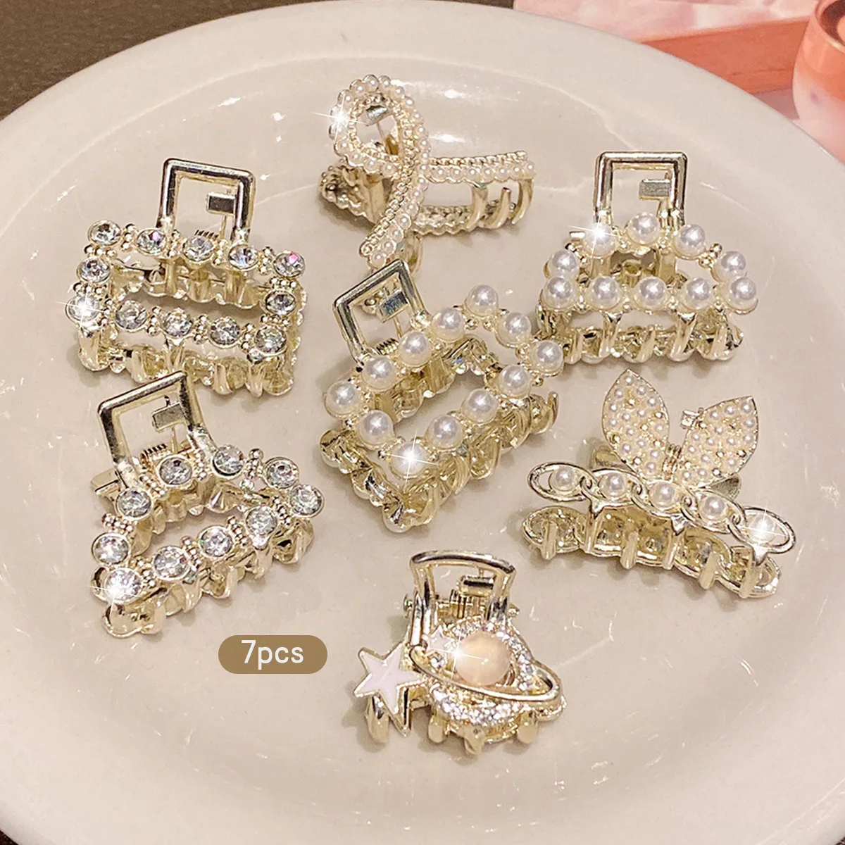 7 Korean alloy rhinestone hair claws sparkling hair accessories
