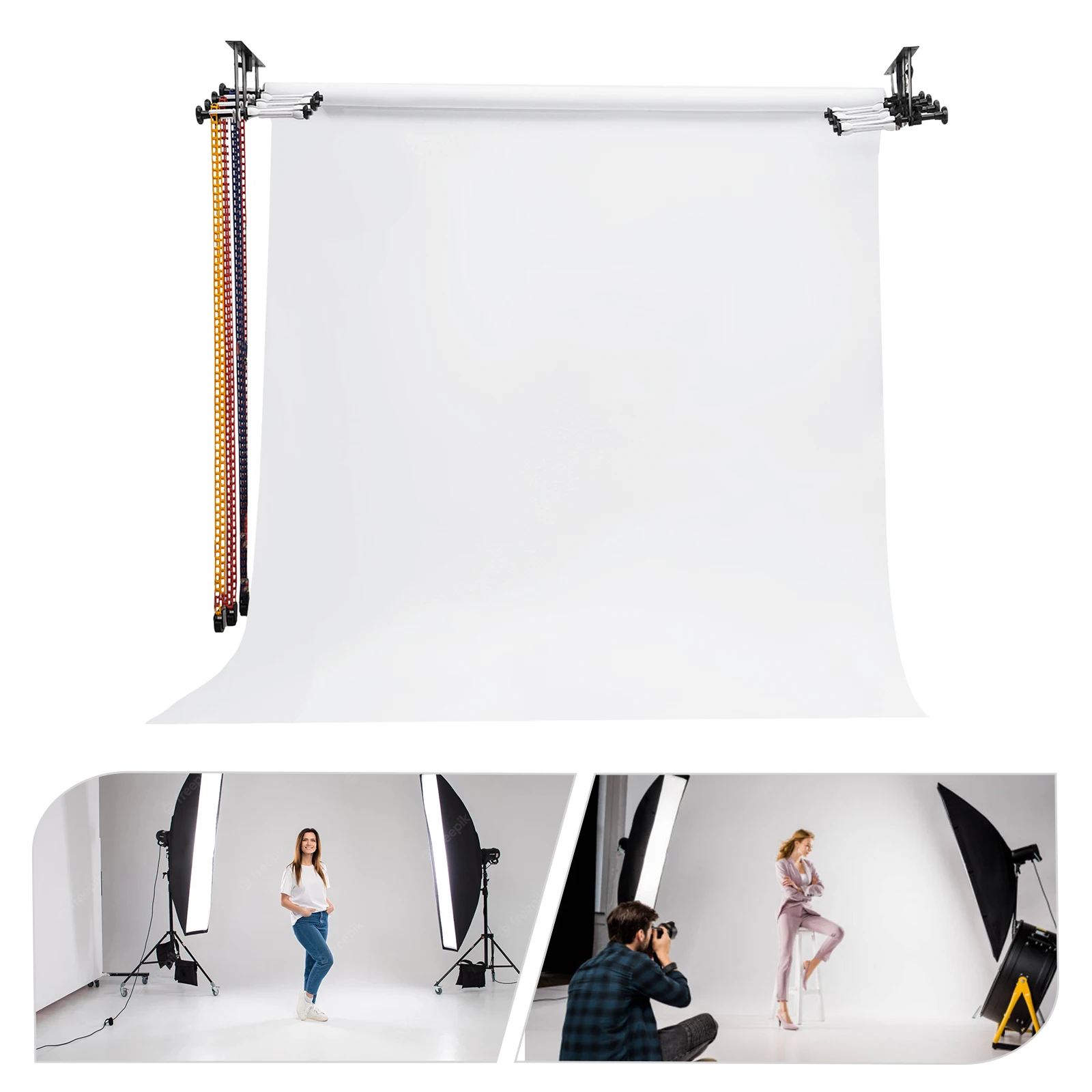 Backdrop Holder Wall Mount 4 Roller Photography Background Support System Adjustable Backdrop Roller System