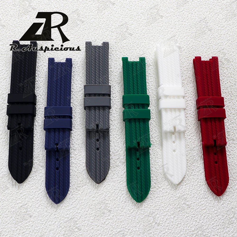 19*9mm Rubber Watch Strap Gc Concave Joint Waterproof Silicone Watchband Black/White/Blue/Green/Red/Grey Bracelet Accessories