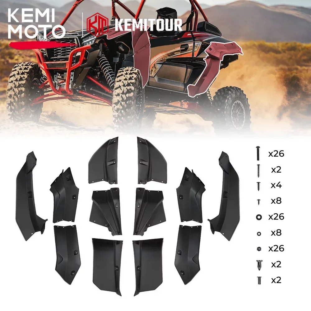 KEMIMOTO UTV Front Rear Wide HDPE Heavy-Duty Extended Fender Flare 99994-1324 for Kawasaki Teryx KRX 1000 2020-2023