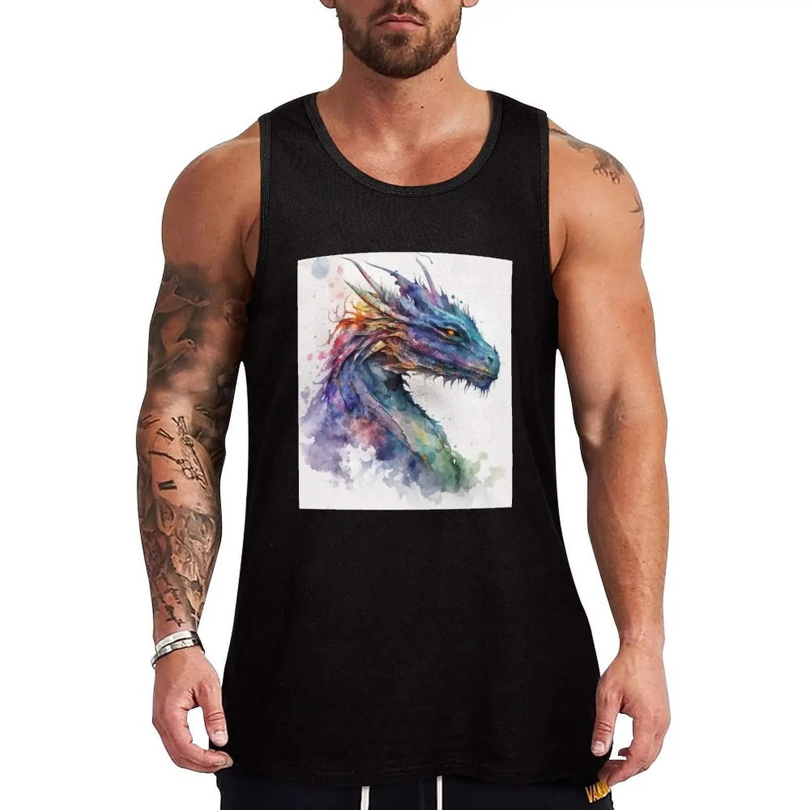 dragon watercolor Tank Top Quick Dry Tank Top Breathable Lightweight Sleeveless