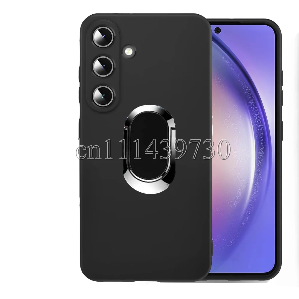 

Ring Holder Black Matte Soft TPU Case For Samsung Galaxy A55 M55 C55 M14 A15 A25 A05S F34 M34 M54 A24 A34 M14 A14 A04