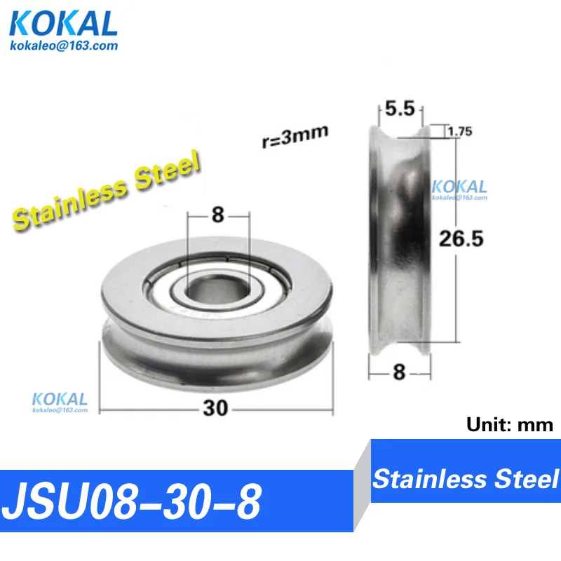 [U0830-8] 1 sztuk ze stali nierdzewnej wysokie obciążenie niski poziom hałasu niestandardowe U rowek szyny prowadzącej łożyska koła armatura