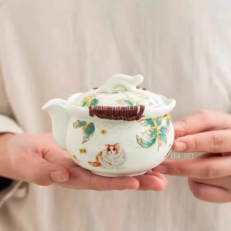 Keramik-Katzenkrallen-Topf im chinesischen Stil, Unterglasur-Teekanne, Teetasse, Teeverkostungstasse, Meistertasse, Tee-Infuser, Teegeschirr