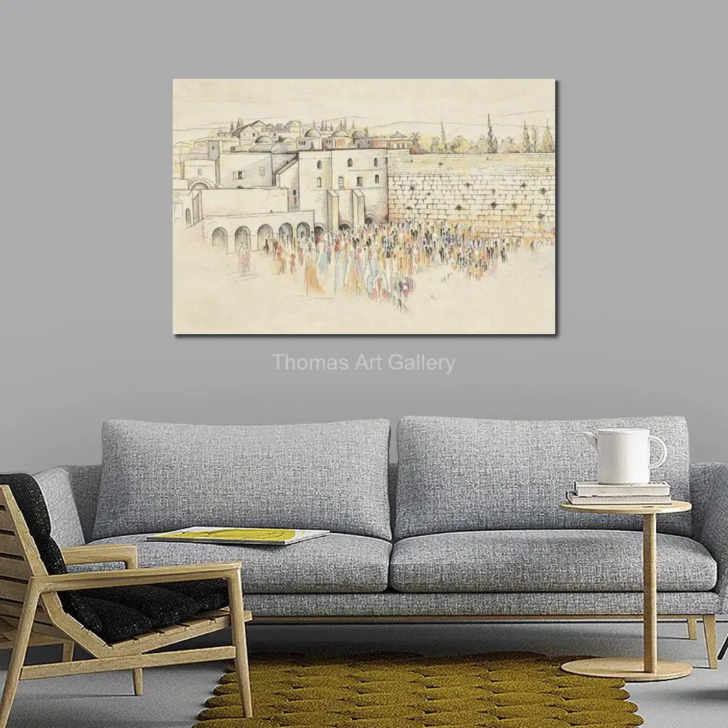 Large Abstract Western Wall Jerusalem Kotel Canvas Print Jewish Painting Judaica Wall Art for Modern Living Room Decor