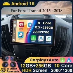 Android 15 Wireless Carplay&Auto WIFI+4G For Ford Transit 2015 2016 2017 2018 Car Radio Multimedia Video Player GPS Stereo 2din