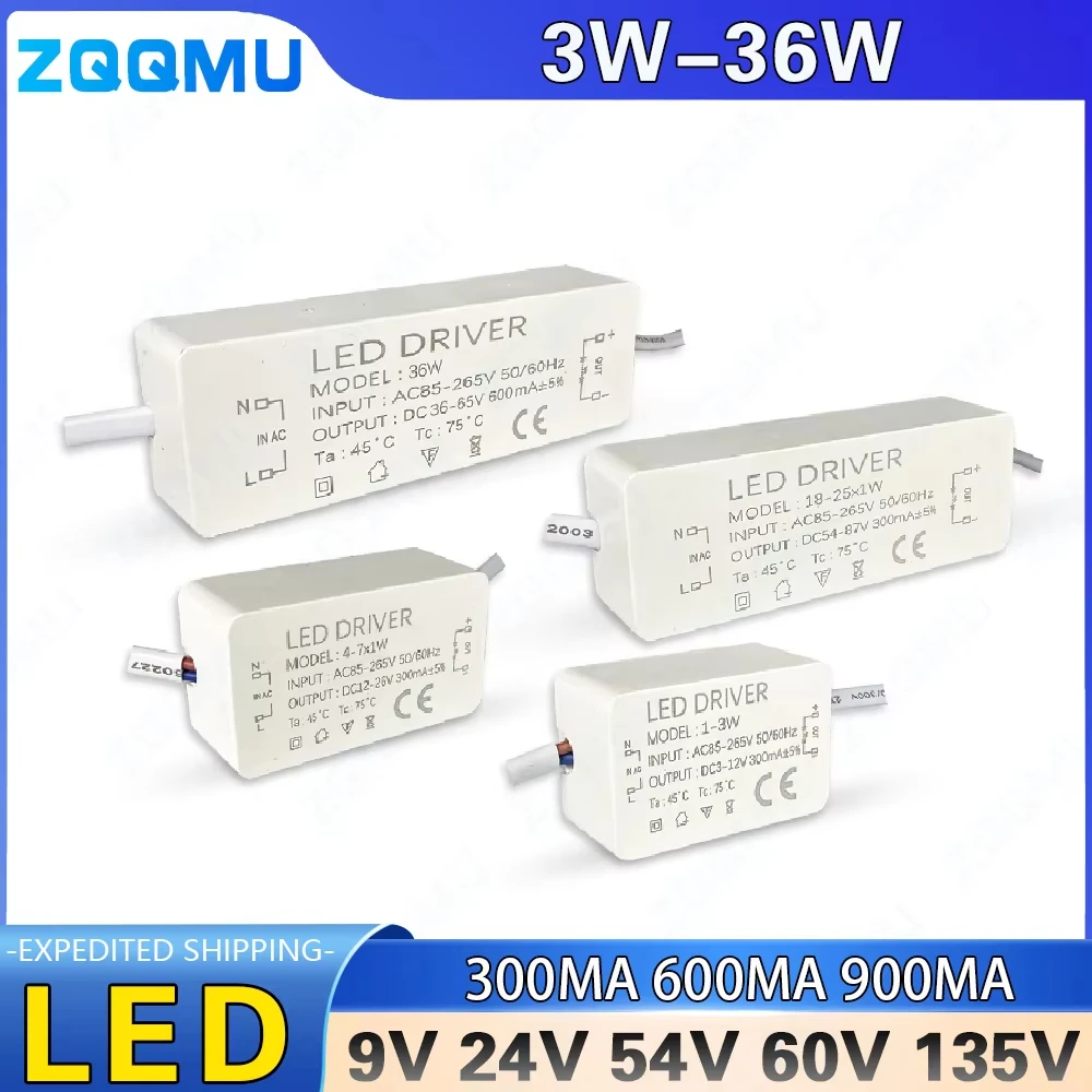 AC85-265V Constant Current Driver 1W 3W 4W 7W 8W 12W 15W 20W 18W 24W 25W 36W LED Driver 300mA Transformer Power Supply Module