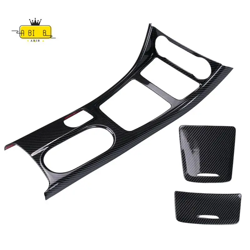 

ABIB -Car Center Console Water Cup Holder Panel Cover Frame Trim For Mercedes GLA CLA A Class W176 2013-2018 LHD ABS Carbon Fibe