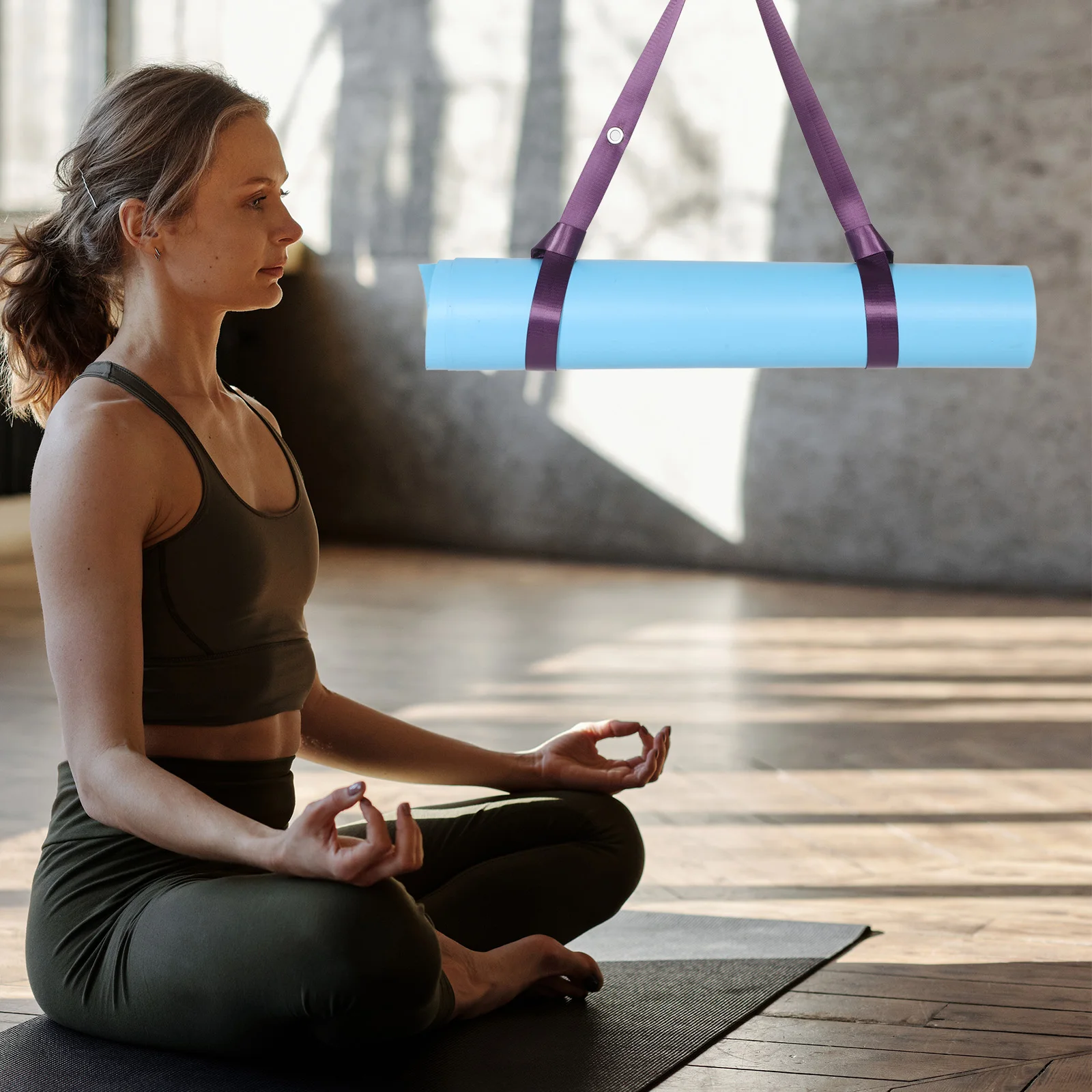 

Adjustable Cotton Yoga Mat Strap With Eyelets Easy Pull Ring Portable Folding Design For Yoga Fitness Stretching