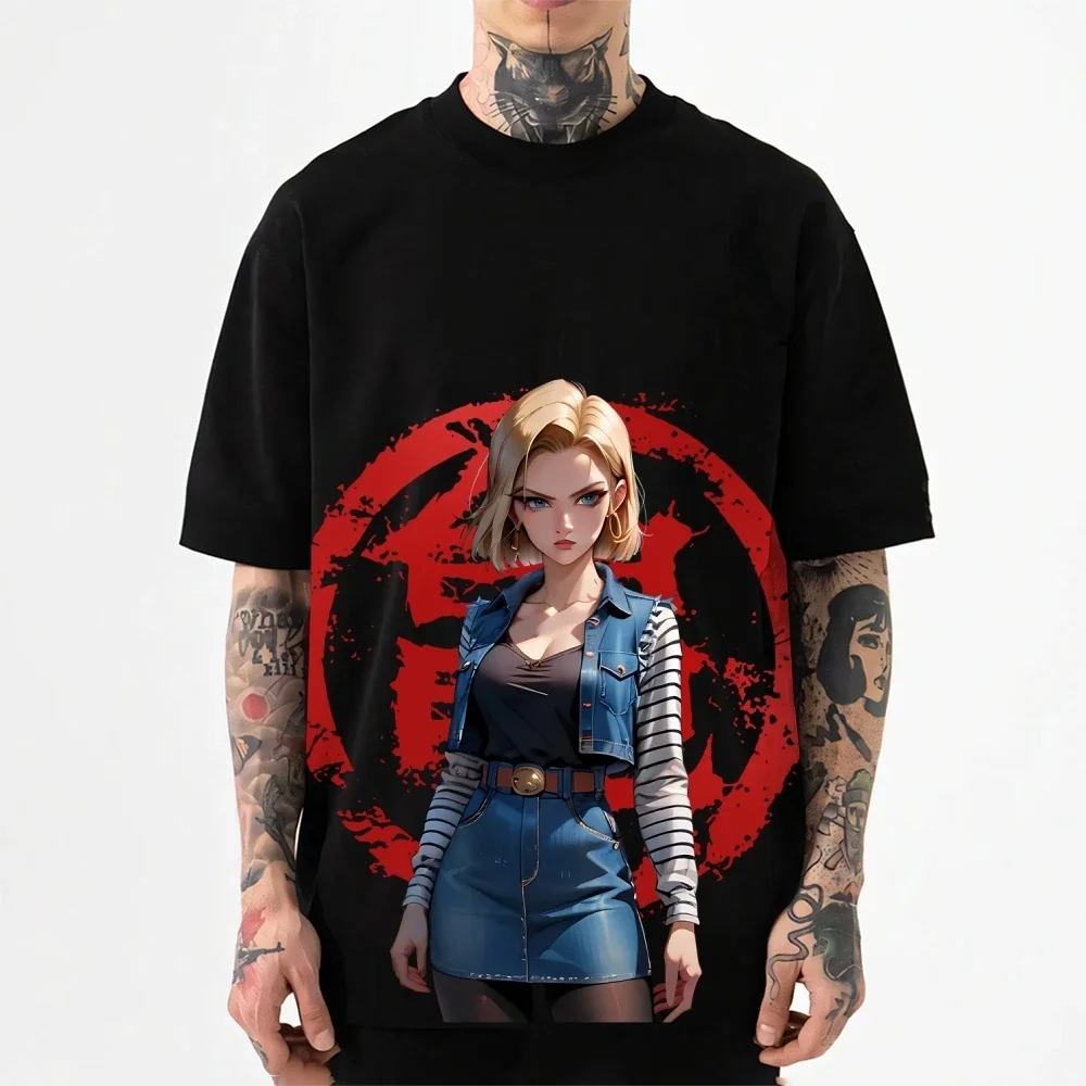 Новая футболка в японском стиле Dragon Ball Android 18 (2026), классическая, высококачественная, уличная одежда, подходит для мужчин и женщин, летняя