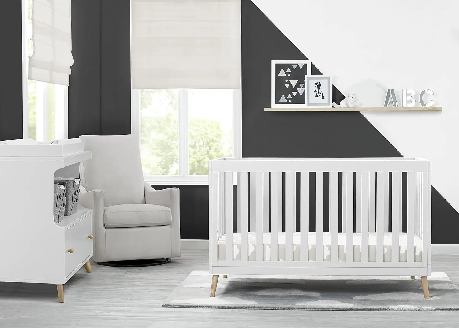 Kids Essex Cuna Convertible 4 en 1, Bianca Blanca con Patas Naturales