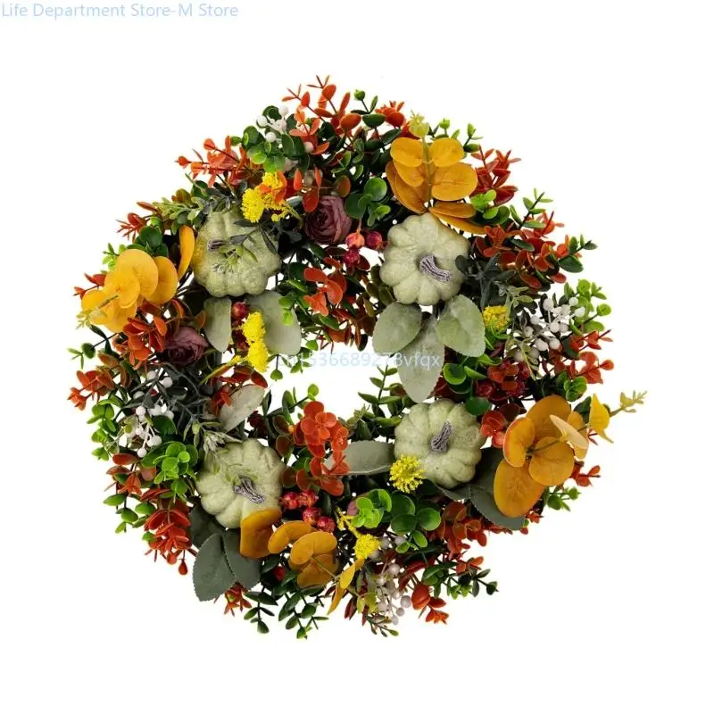 

Elegant Autumn Door Hanging Flower Wreath for Thanksgiving and Fall Decorations