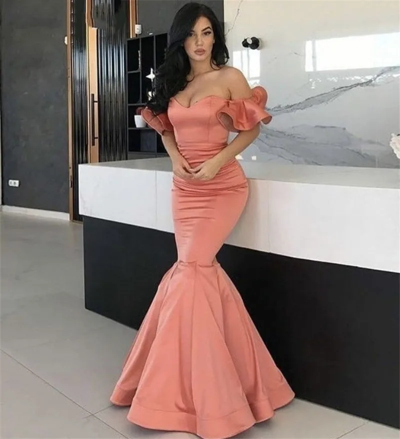 

Vinca Sunny Sexy Pink Satin Mermaid Evening Dresses Dubai Party Night Celebrity Dresses Prom Gowns vestidos de fiesta de noche