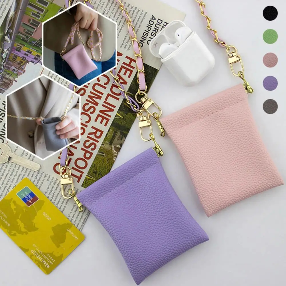 

Женская сумка для хранения наушников, маленькие сумки и кошельки с цепочкой, сумки для монет, мини-сумка через плечо из искусственной кожи, дропшиппинг