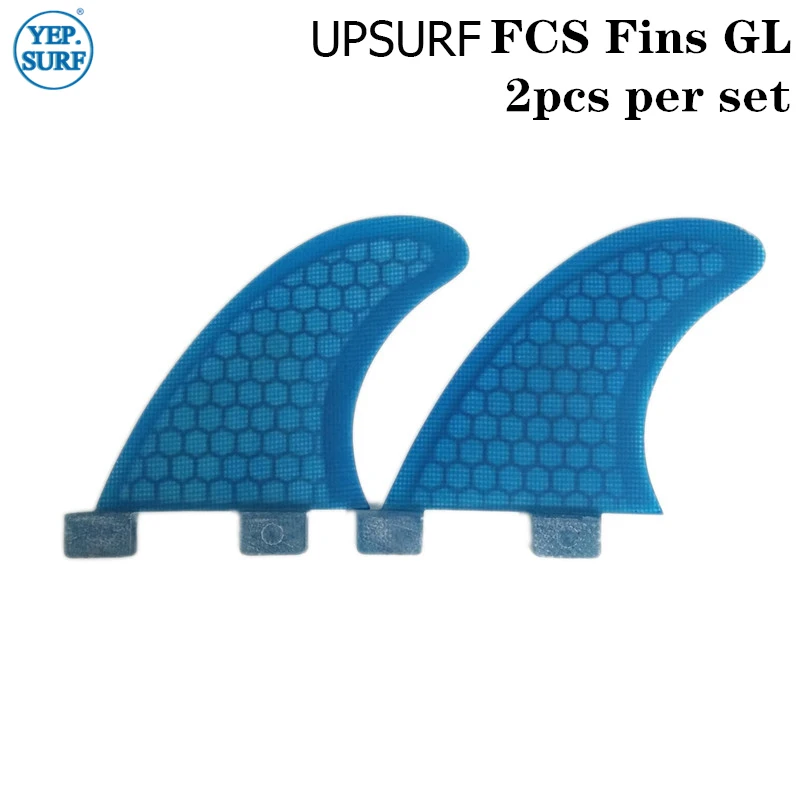 UPSURF-FCS Twin Fins GL Surfboard Fins, Honeycomb, Fiberglass, Double Tabs, Base Rear Fins, Surfing Board Accessories