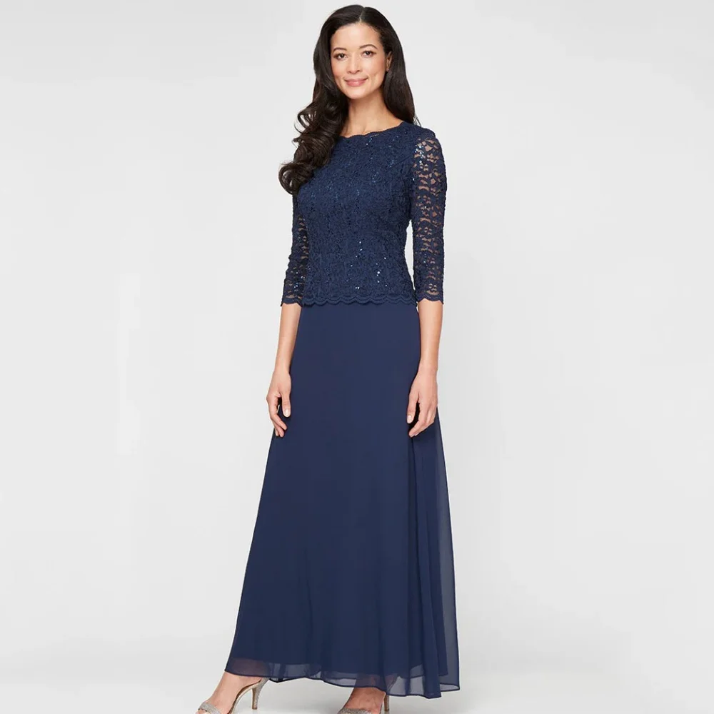 Abito per la madre della sposa in chiffon personalizzato per le donne Abito da cerimonia per invitati a un matrimonio con linea alla caviglia Abito da sera per la madre della sposa