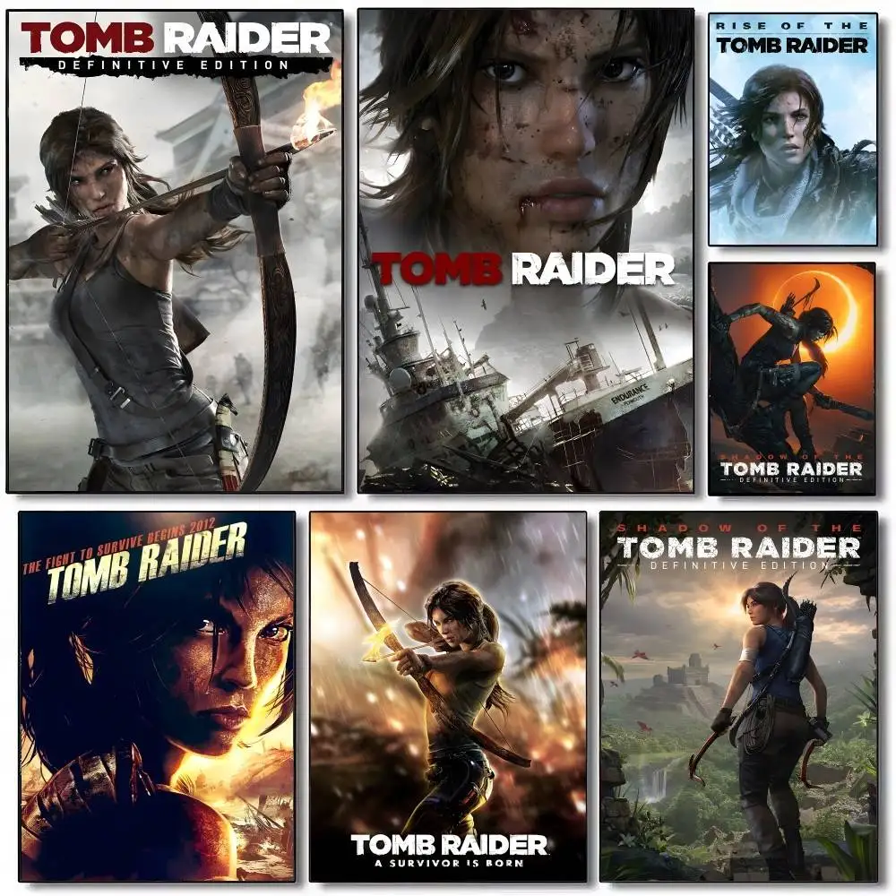 Hot Vedio Game Tomb Raider Series Collection DIY Sticky Poster Waterproof Paper Sticker Coffee House Bar Stickers Wall Painting