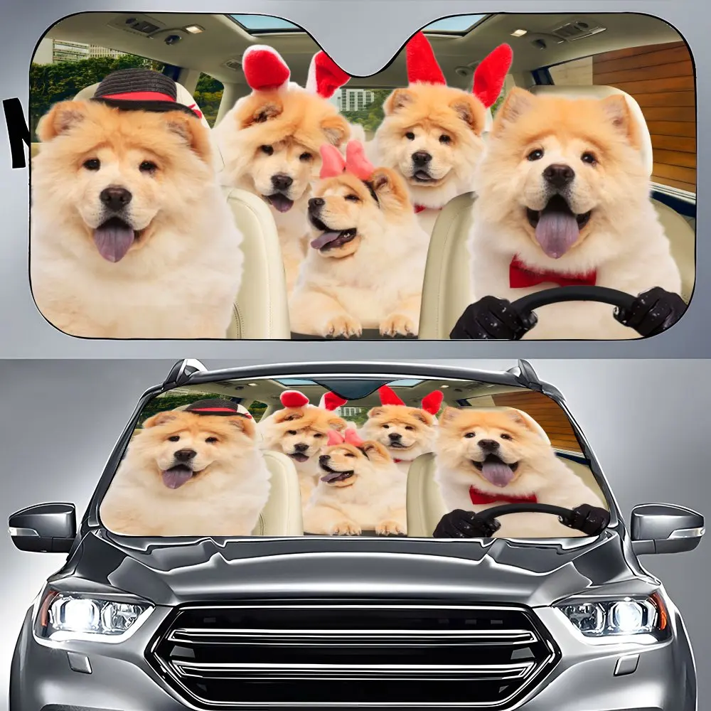 Chow Car Interior Front Windshield Sun Shade, Auto Accessories Collie Bring Jewelry Sunshade for SUV- Blocks Uv Rays Protector