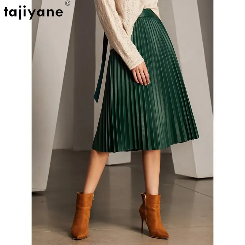 Tajiyane Skirts for Women Korean Style Women Clothing Real Leather Skirt Pleated Skirt Luxury Sheepskin Skirt Vintage Ropa Mujer