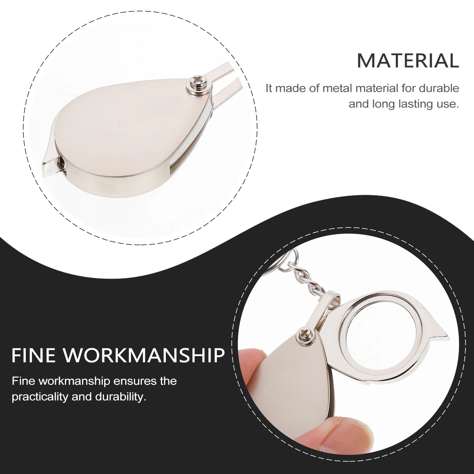 

Foldable Magnifier Mini Handheld Reading Magnifier Keychain Glass Jewelry Loupe Pocket Size Metal Case Optic Lens Gifts